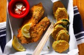 Cornmeal-Crusted Fish and Zucchini Chips